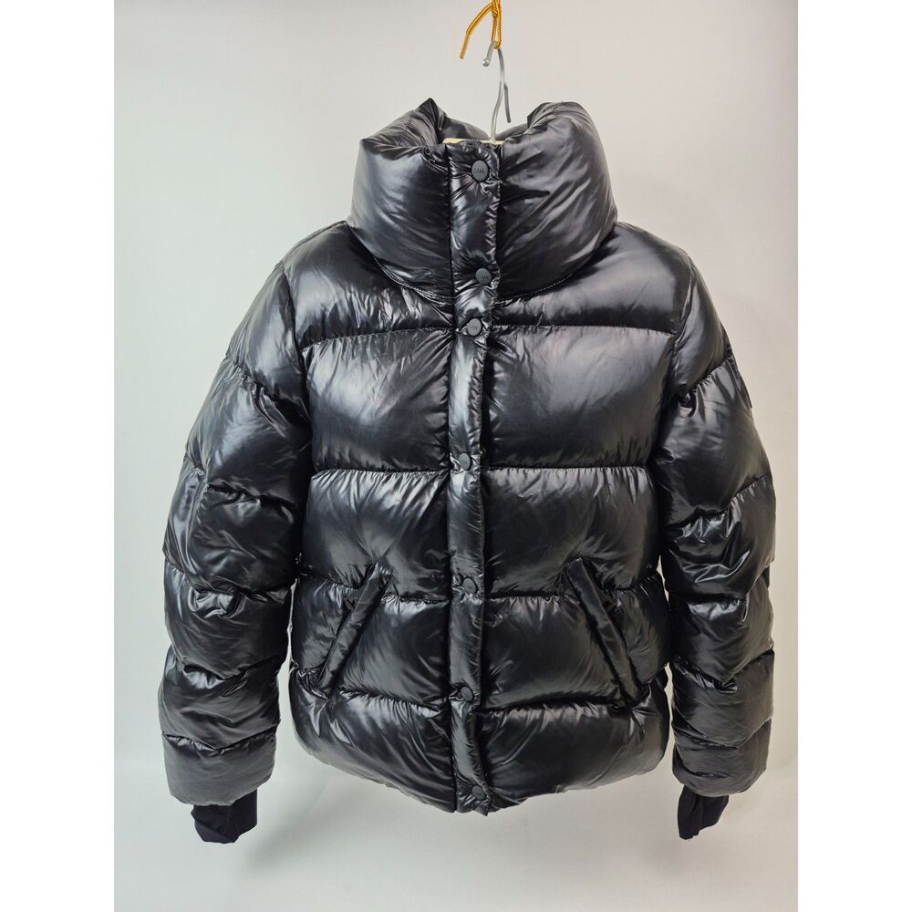 SAM Women's Black Andi Shiny Down Puffer Jacket Size Large